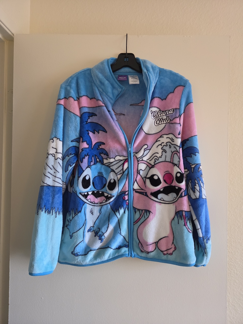 Disney Lilo & Stitch Plush Zip Jacket - Blue, Pink